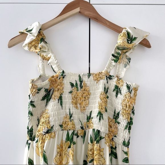 Agua Bendita Leandra Voila Dress Deco Yellow Floral Maxi Smocked Ruffle Shopbop - Picture 14 of 15